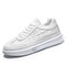 Men Brief Alligator Veins Cushioned Sole Pure Color Lace Up Casual Sneakers - White