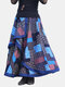 Cotton And Linen Bohemian  Loose Hem  Printed Skirts Beach Skirt  - Pink