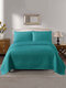 3PCS Embosses Pattern Solid Color Bedding Sets Bedspread Quilt Cover Pillowcase - Navy
