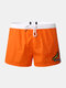 Mens Banana Print Waterproof Mesh-Lined Drawstring Sports Beach Board Shorts - Orange