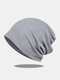 Women Dacron Mesh Solid Color Breathable All-match Beanie Hat - Light Gray