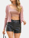 Solid Color Button V-neck Long Sleeve Casual Cardigan For Women - Pink