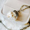 Round Glass Ball Dried Flower Pendant Necklace Shell Pearl Women Necklace Sweater Chain - 01
