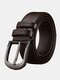 120CM Men Leather Square Pin Buckle Lychee Pattern Belt Solid Color Casual All-match Belt - Brown