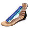 LOSTISY Sequin Peep Toe Zipper Flat Casual Gladiator Sandals - Black