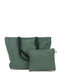 Women Canvas Casual Large Capacity Tote Bag  Interior Zipper Handbag - Green