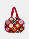 JOSEKO Women Plush Handmade Crochet Ethnic Mixed Floral Pattern Shoulder Bag Multifunctional Tote Bag - Red