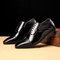 Men Stylish Stone Pattern Cap Toe Lace Up Business Formal Dress Shoes - Black