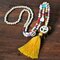 Collier de perles fait main de couleur mélangée bohème collier pendentif pompon coeur géométrique - 03