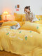 4PCS Warm And Plus Thick Velvet 3D Embroidery Floral Daisy Sunflowers Winter Comfy Bedding Sets Quilt Cover Bedspread Sheet Pillowcase - #14