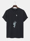 Mens Planet Astronaut Print Crew Neck Short Sleeve T-Shirts - Black