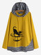 Cartoon Cat Stripe Patchwork Long Sleeve Hoodie For Women - Yellow
