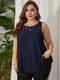 Lace Patchwork Sleeveless Plus Size Casual Blouse for Women - Navy
