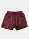 Calzoncillos tipo bóxer con cintura elástica para hombre, 7 colores, seda tailandesa, pantalones cortos - rojo