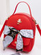 Women Multi-carry Silk Scarf Bowknot Handbag Satchel Bag Crossbody Bag Backpack - Red