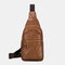 Men Genuine Leather Multi-Layers Waterproof Casual Crossbody Bag Chest Bag Sling Bag - Gray