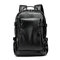 Men Business PU Leather Solid Backpack Casual Computer Bag - Black