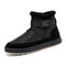 Men Warm Lining Waterproof Non Slip Buckle Pure Color Casual Boots - Black