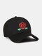 यूनिसेक्स कपास कढ़ाई गुलाब का फूल पैटर्न आउटडोर सनशेड बेसबॉल टोपी - काली