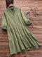 Vintage Pleated Ruffle V-neck Bishop Sleeve Plus Size Blouse - Green