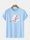 Mens Cherry Blossoms Floral Pattern Crew Neck Short Sleeve Street T-Shirt - Blue