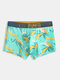 Men Funny Banana Print Boxer Briefs Cotton Comfortable Patchwork Underwear - Cyan