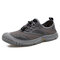 Men Non Slip Braethable Mesh Fabric Soft Lace-up Outdoor Hiking Shoes - Gray