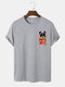 Mens Dog Fries Chest Print Crew Neck Short Sleeve T-Shirts - Gray