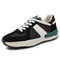 Men Retro Splicing Lace Up Casual Running Sport Sneakers - Black