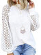 Lace Patchwork Solid Long Sleeve Casual Blouse For Women - White