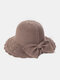 Women Bowknot Decoration Opening Breathable Sunscreen Straw Hat - Bean Paste