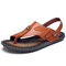 Large Size Men Two Way Wearing Comfortable Cool Beach Sandals - Brown