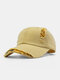 Unisex Washed Polyester Cotton Damaged Patchwork Broken Hole Sanded All-match Sunscreen Baseball Cap - Yellow