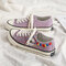 Women Embroidery Rainbow Breathable Canvas Low Top Casual Flat Skate Shoes - Purple