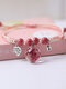 Trendy Dried Flower Handmade Woven Adjustable Geometric-shaped Ceramics Beads Bracelets - Red