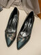 Women Elegant Date Shoes Fashionable Pointed Toe Heels - Blue