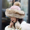 Trapper Hat Women's Russian Winter Knit Cold Ski Cap - Pink