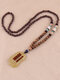 Vintage Ethnic Multiple Types Pendant Bodhi Plastic Resin Wood Bead Necklace - #05