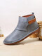 Hook Loop Splicing Slip Resistant Slip On Flat Ankle Casual Short Boots For Women - Blue