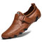 Men Breathable Leather Non Slip Business Soft Sole Casual Driving Shoes - Brown