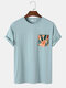 Mens Tropical Leaf Chest Pocket Print Casual Short Sleeve T-Shirts - Blue