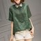 Cotton And Linen Short-sleeved Loose Wild  Shirt Large Size Women's Clothing - Green