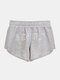 Plus Size Pure Cotton Breathable Lounge Drawstring Waist Letters Embroidery Sports Gym Shorts - Light Grey