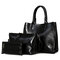 3 PCS Women Vintage Leisure Handbag Oil Wax Leather Crossbody Bag - Black