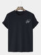 Mens Gesture Print Cotton Short Sleeve 100% Cotton Casual T-Shirt - Black