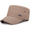 Men Adjustable Windproof Wild Cotton Flat Cap Simple Style Outdoor Casual Travel Sun Hat - Beige