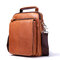 Men Genuine Leather Business Casual Vintage Large Capacity Multi-function Crossbody Bag - Brown
