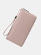 Women's RFID Blocking Leather Zip Around Wallet Large Phone Holder Clutch Travel Purse Wristlet - Pink