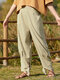 Solid Tie Pocket elastico in vita allentato Pantaloni per le donne - Cammello