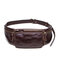 Men Cow Leather Multi-pocket Chest Bag Casual Waist Bag - Coffee